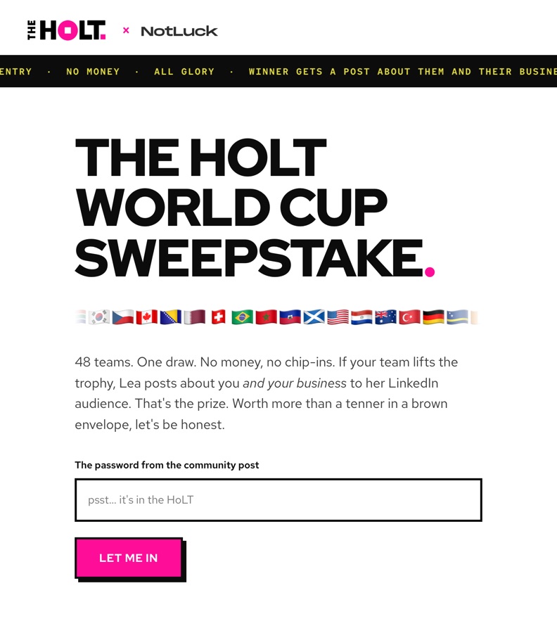 The HoLT World Cup sweepstake we built