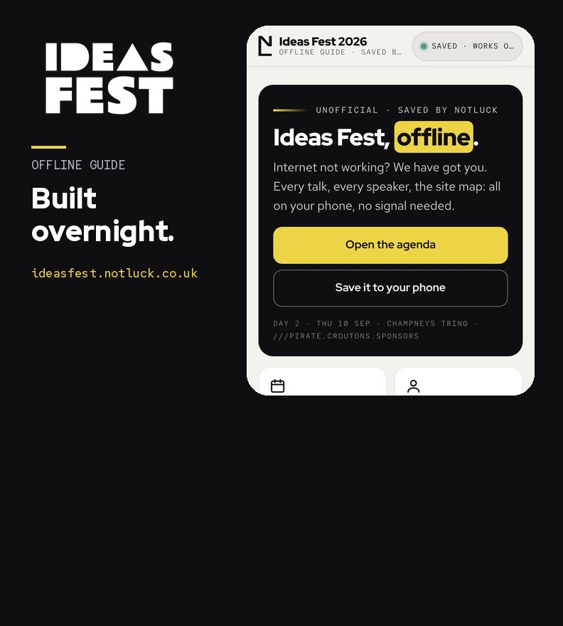 The Ideas Fest offline guide we built overnight