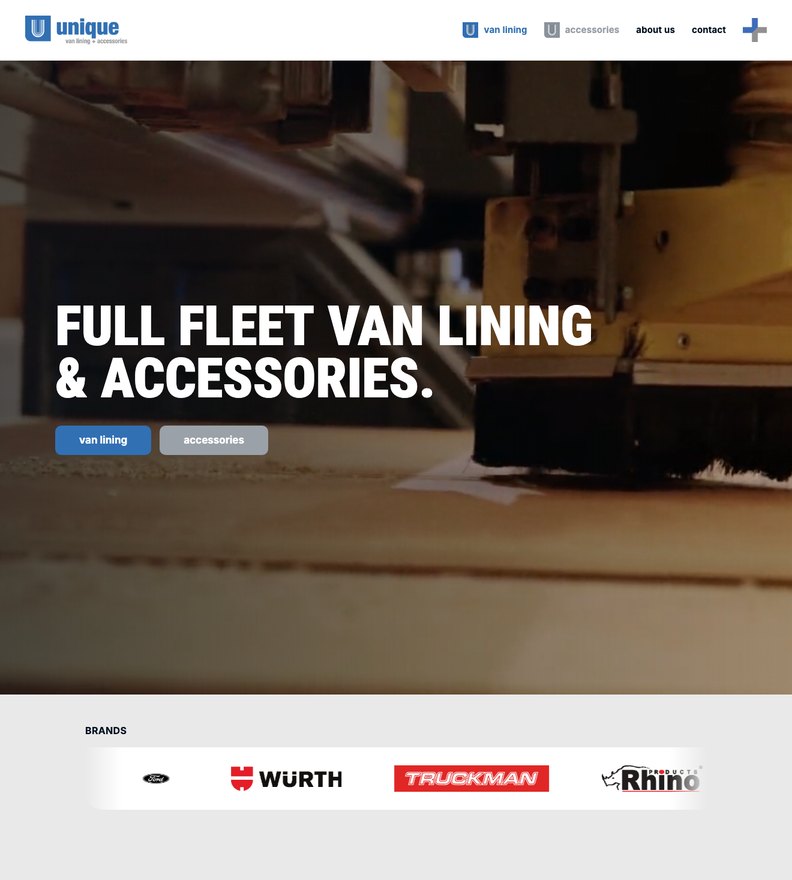 The Unique Van Linings site, built from Born Agency's design